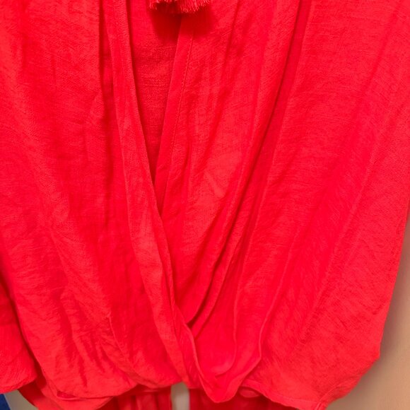 Bold Coral Hooded Tie-Front Top & Pants Set – Size L - Picture 4 of 10